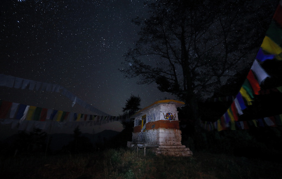 Buddhist chorten at night, Eaglenest Wildlife Sanctuary, Arunachal Pradesh, India