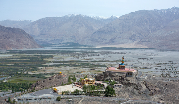 Buddha statue overlooking Nubra valley, Diskit, Ladakh, India