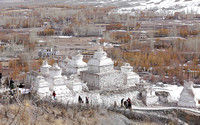 Buddhist stupas in Indus River  valley, Ladakh, India