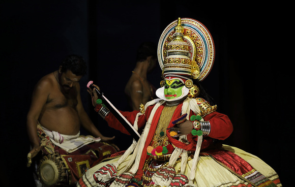 Kathakali performer with sword, Cochin, Kerala, India