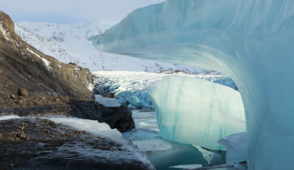 Icebergs at glacial lagoon, south coast of Iceland
