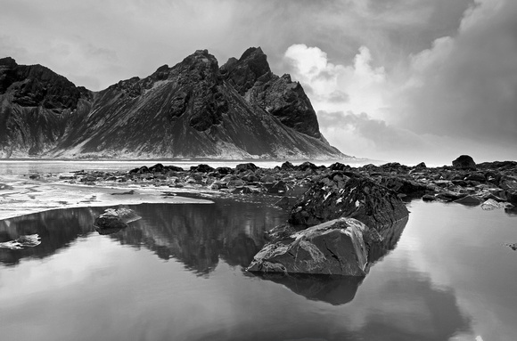 Vestrahorn mountain and intertidal rocks, Iceland