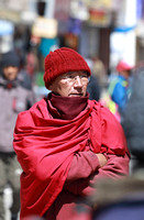 Buddhist monk on main street, Leh, Ladakh, India