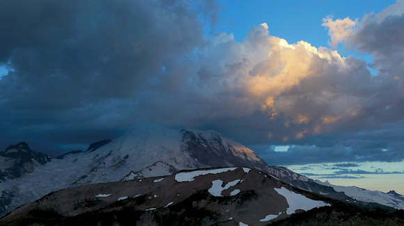 Stormy sunrise over Mt. Rainier, Mt. Rainier National Park, Washington