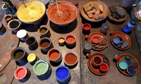 Colored powders for paint mixing, Rembrandthuis museum, Amsterdam