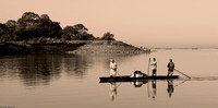Boat crossing Dibrugarh River, Assam, India