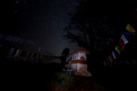 Buddhist stupa and stars, Eaglenest Wildlife Sanctuary, Arunachal Pradesh, India