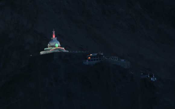 Shanti stupa at night, Leh, Ladakh, India