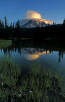Sunrise on Mt. Rainier with lenticular cloud, Mt. Rainier Nat. Park, Washington