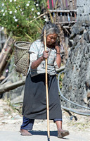Apatani tribal woman walking, Arunachal Pradesh, India