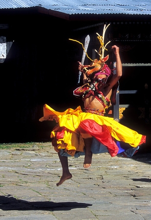 Jumping dancer, Pakar tsechu, Bhutan