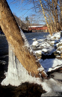 Covered bridge in winter, Housatonic River, West Cornwall, Connecticut