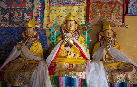 Statues at Diskit monastery, Nubra valley, Ladakh, India