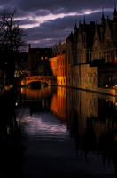 Bruges canal after dark, Bruges, Belgium