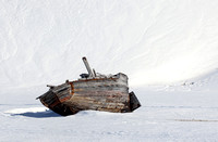 Shipwrecked boat at Skansbukta, Billefjorden,  Spitsbergen, Norway