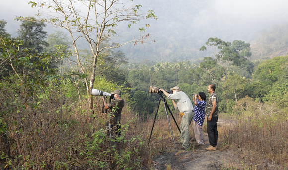 Photographers at work, Thattekad Bird Sanctuary, Kerala, India