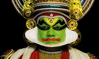 Kathakali performer closeup, Cochin, Kerala, India