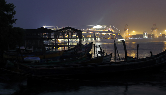Cruise ship in harbor, Fort Kochi, Kerala, India