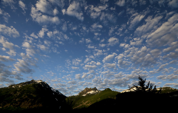 Clouds and Tatoosh range peaks, Mt. Rainier National Park, Washington