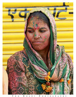 Woman at Holi festival, Uttar Pradesh, India