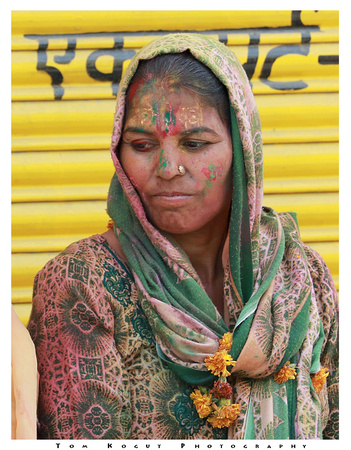 Woman at Holi festival, Uttar Pradesh, India