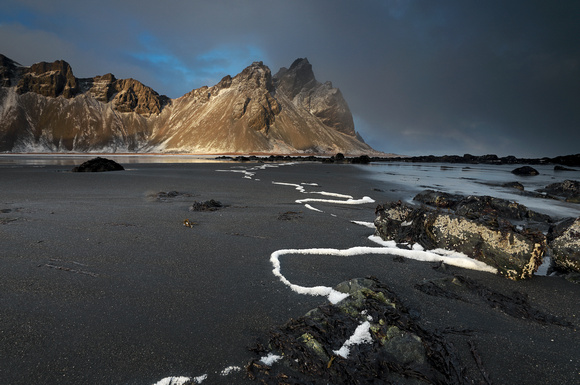 Vestrahorn mountain and black sand beach, south coast Iceland