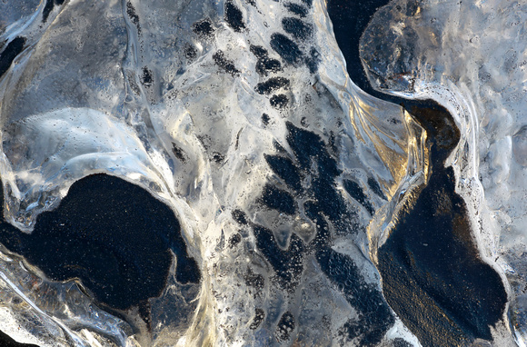 Ice and black sand abstract, Jokulsarlon ice beach, Iceland