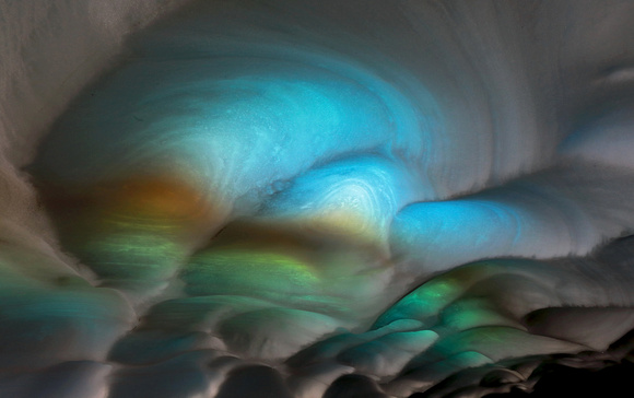 Colors reflected in snow tunnel, Mt. Rainier National Park