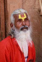 Man with gray beard at Holi, Vrindava, India