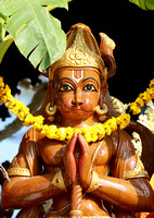 Hindu statue on float during Holi festival, Barsana, India