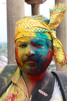 Colorful man portrait, Holi festival, Barsana, India