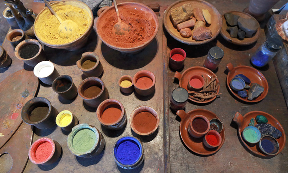 Colored powders for paint mixing, Rembrandthuis museum, Amsterdam