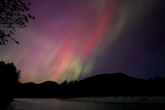 Northern light over the Cowlitz River, Packwood, Washington