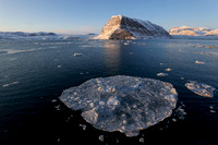 Ice and mountain in fjord, Svalbard, Norway