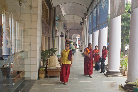 Buddhist monks on shopping spree, Connaught Place, Delhi, India