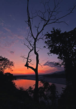 Sunset, Manas River, Manas National Park, Assam, India