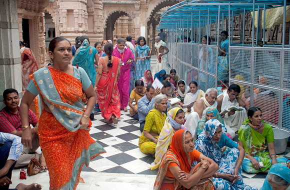 Worshipers at temple, Palitana, Gujarat, India
