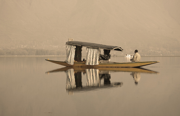 Shikara boat on Dal Lake, Srinagar, Kashmir, India